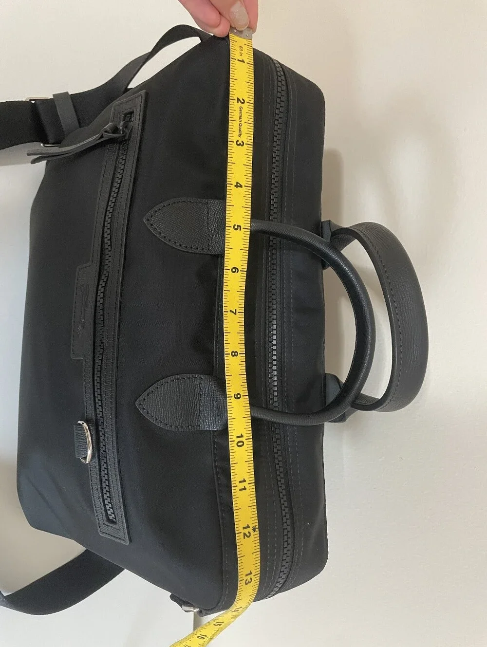 Longchamp Black Cowhide Leather Trim Briefcase with Shoulder Strap